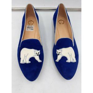 C Wonder Blue Suede Leather Embroidered White Pola